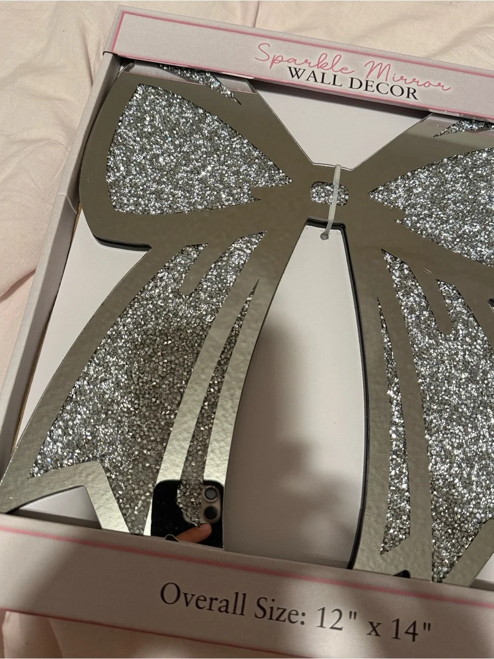 Wall Decor Bow - Silver Glitter Accent